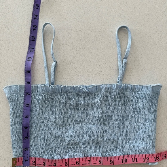 Baby Blue Ruched Tube Top w/ Optional Tie - Picture 5 of 7